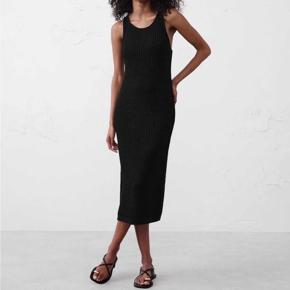 Banana Republic Black Open-Knit Scoop Tank dress